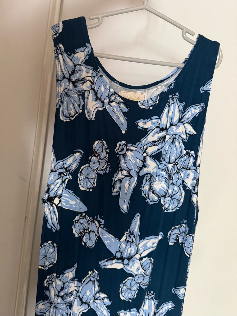 Sleeveless Navy Blue Floral Maxi Dress
